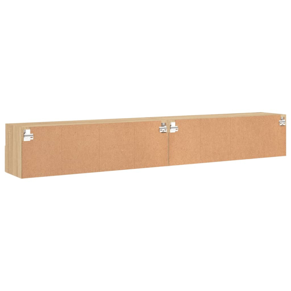 Produktbild för Väggmonterad tv-bänk 2 st sonoma-ek 100x30x30cm konstruerat trä