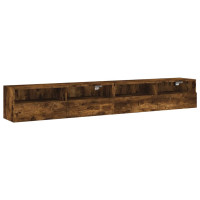 Produktbild för Väggmonterad tv-bänk 2 st rökfärgad ek 100x30x30 cm