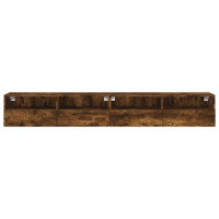 Produktbild för Väggmonterad tv-bänk 2 st rökfärgad ek 100x30x30 cm
