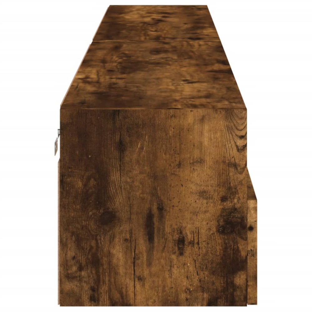 Produktbild för Väggmonterad tv-bänk 2 st rökfärgad ek 100x30x30 cm