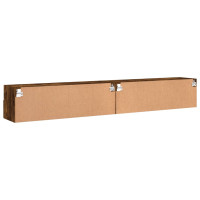 Produktbild för Väggmonterad tv-bänk 2 st rökfärgad ek 100x30x30 cm
