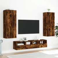 Produktbild för Väggmonterad tv-bänk rökfärgad ek 40,5x30x102cm konstruerat trä