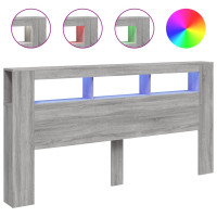 Produktbild för Sänggavel LED grå sonoma 200x18,5x103,5 cm konstruerat trä