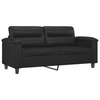 Produktbild för 2-sits soffa med prydnadskuddar svart 140 cm konstläder