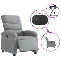 Produktbild för Elektrisk reclinerfåtölj ljusgrå tyg