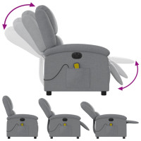 Produktbild för Elektrisk massagefåtölj ljusgrå tyg
