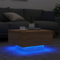 Produktbild för Soffbord med LED sonoma-ek 55x55x31 cm