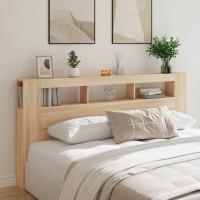 Produktbild för Sänggavel LED sonoma-ek 200x18,5x103,5 cm konstruerat trä