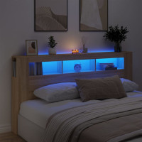 Produktbild för Sänggavel LED sonoma-ek 200x18,5x103,5 cm konstruerat trä