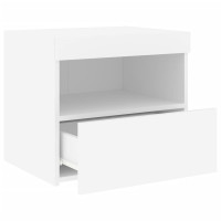 Produktbild för Sängbord med LED vit 50x40x45 cm