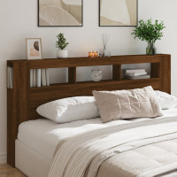 Produktbild för Sänggavel LED brun ek 200x18,5x103,5 cm konstruerat trä