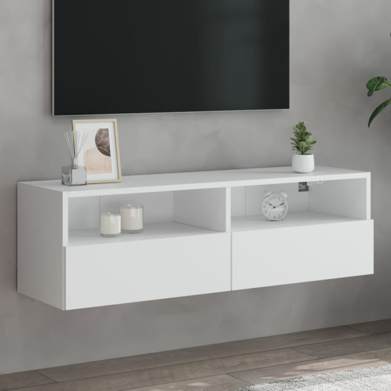 Produktbild för Väggmonterad tv-bänk vit 100x30x30 cm konstruerat trä