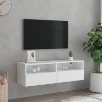 Miniatyr av produktbild för Väggmonterad tv-bänk vit 100x30x30 cm konstruerat trä