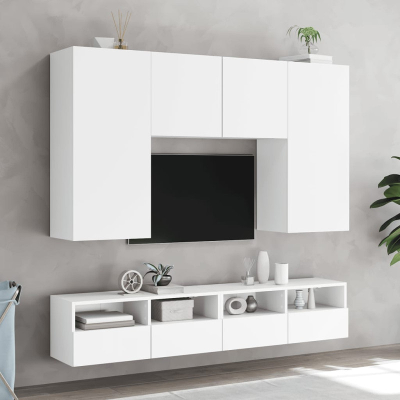 Produktbild för Väggmonterad tv-bänk vit 100x30x30 cm konstruerat trä