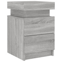 Produktbild för Sängbord med LED-lampor grå sonoma 35x39x55 cm