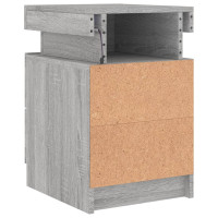Produktbild för Sängbord med LED-lampor grå sonoma 35x39x55 cm
