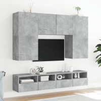 Produktbild för Väggmonterad tv-bänk 2 st betonggrå 80x30x30 cm konstruerat trä