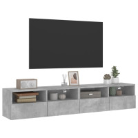 Produktbild för Väggmonterad tv-bänk 2 st betonggrå 80x30x30 cm konstruerat trä