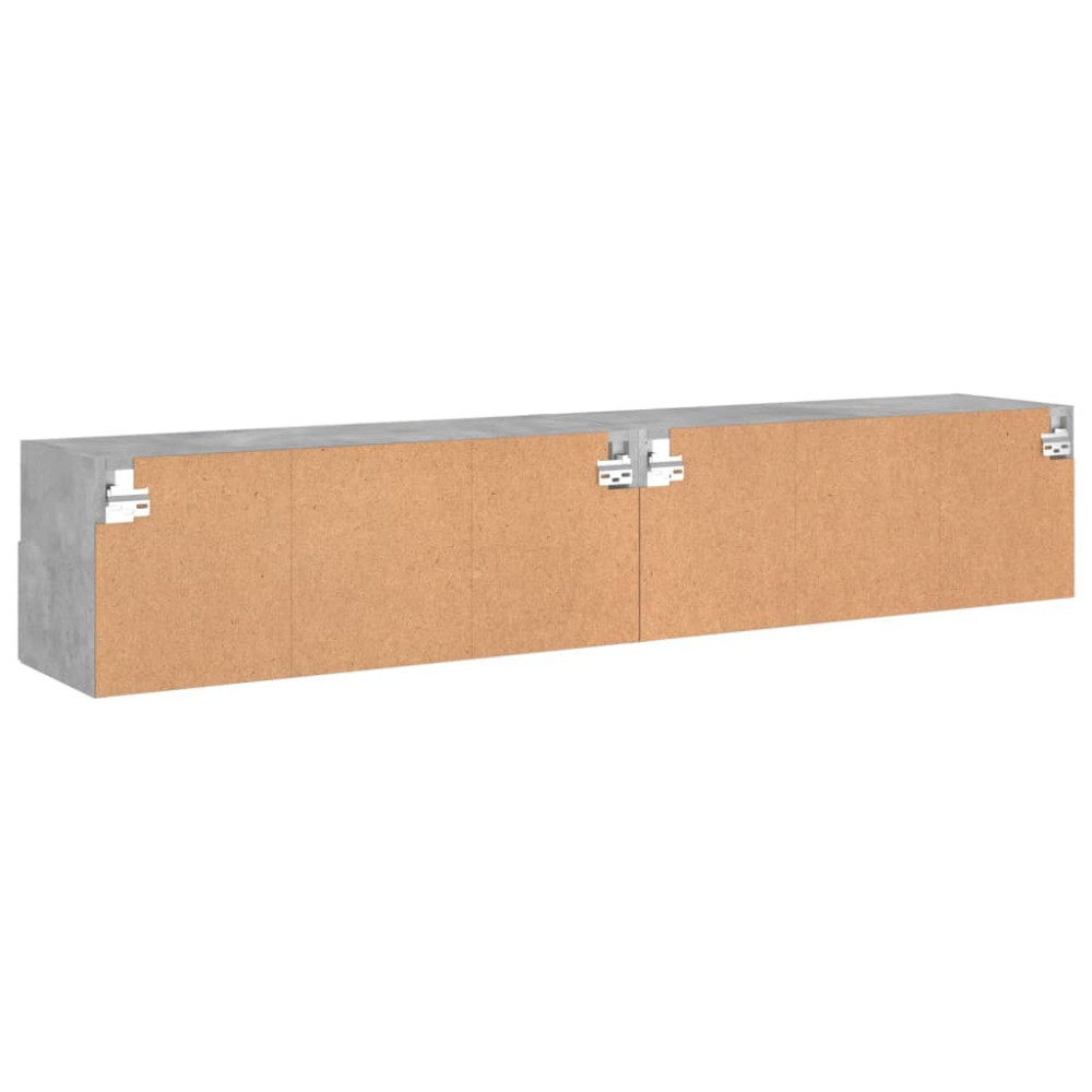 Produktbild för Väggmonterad tv-bänk 2 st betonggrå 80x30x30 cm konstruerat trä