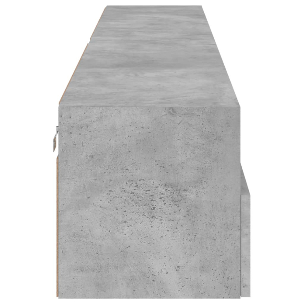 Produktbild för Väggmonterad tv-bänk 2 st betonggrå 100x30x30cm konstruerat trä