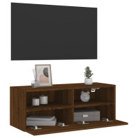 Produktbild för Väggmonterad tv-bänk brun ek 80x30x30 cm konstruerat trä