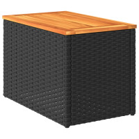 Produktbild för Trädgårdsbord 2 st svart 55x34x37cm konstrotting massivt trä