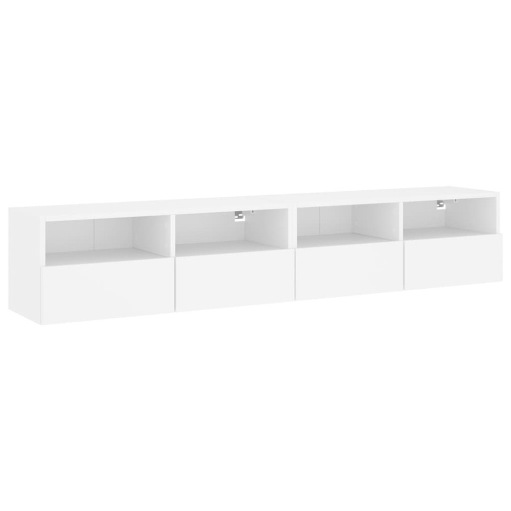Produktbild för Väggmonterad tv-bänk 2 st vit 80x30x30 cm konstruerat trä