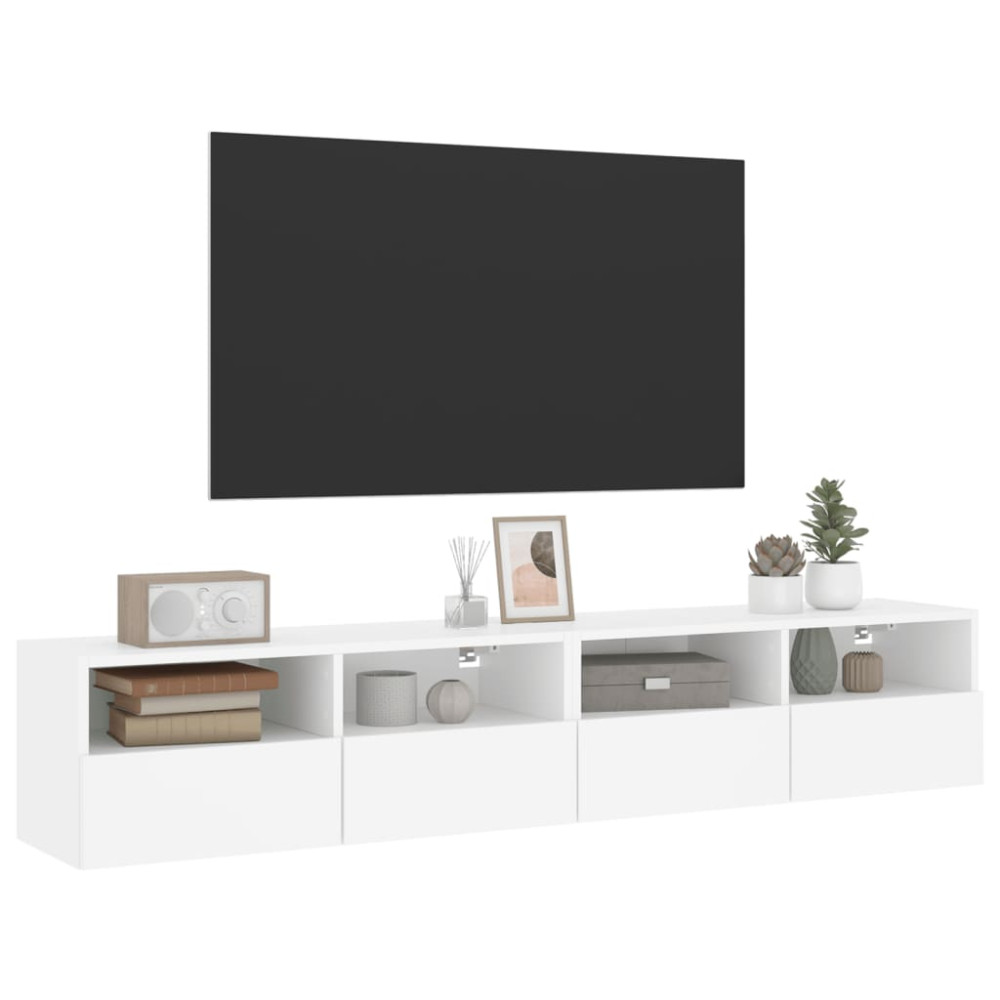 Produktbild för Väggmonterad tv-bänk 2 st vit 80x30x30 cm konstruerat trä
