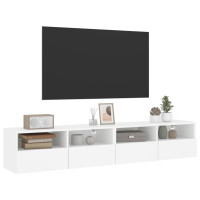 Produktbild för Väggmonterad tv-bänk 2 st vit 80x30x30 cm konstruerat trä