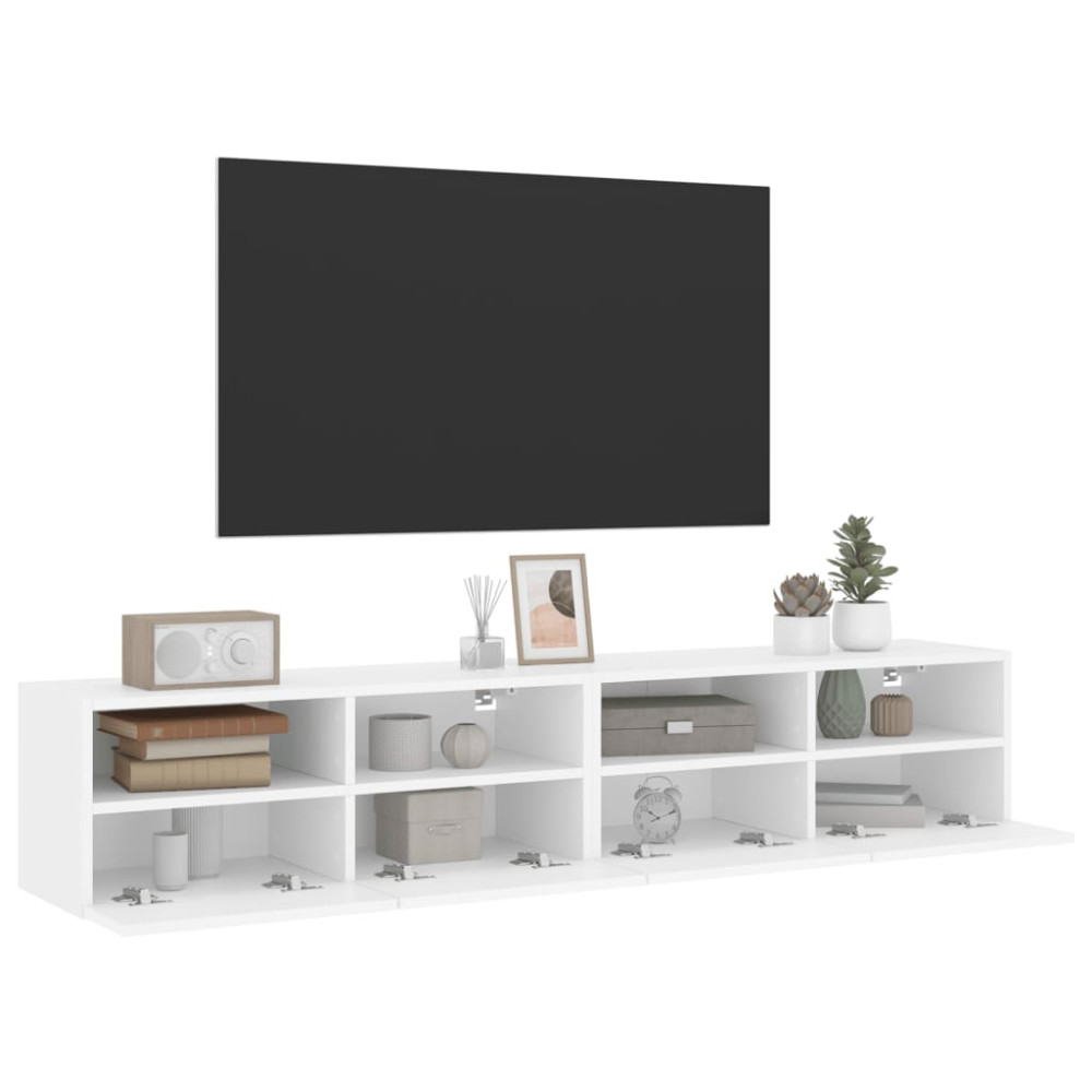 Produktbild för Väggmonterad tv-bänk 2 st vit 80x30x30 cm konstruerat trä