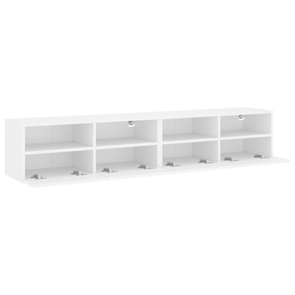 Produktbild för Väggmonterad tv-bänk 2 st vit 80x30x30 cm konstruerat trä