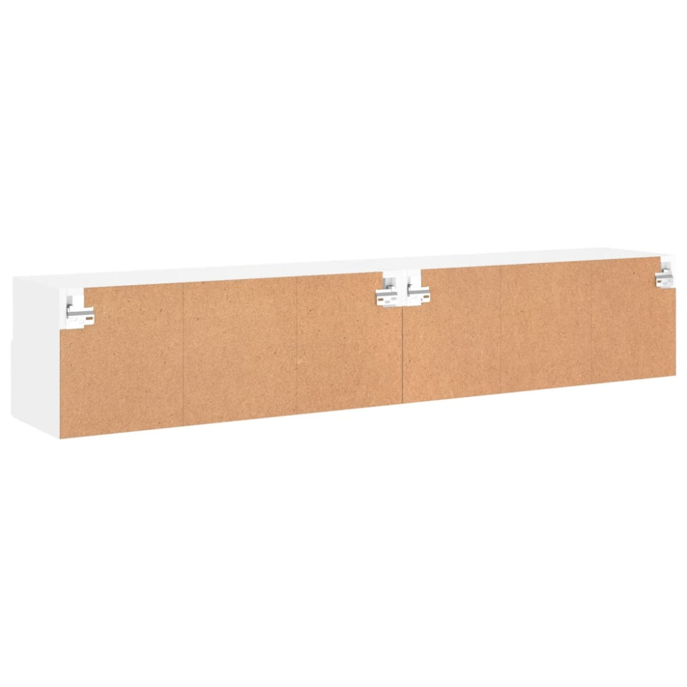 Produktbild för Väggmonterad tv-bänk 2 st vit 80x30x30 cm konstruerat trä
