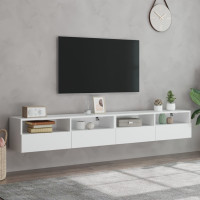 Produktbild för Väggmonterad tv-bänk 2 st vit 100x30x30 cm konstruerat trä