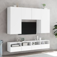Produktbild för Väggmonterad tv-bänk 2 st vit 100x30x30 cm konstruerat trä