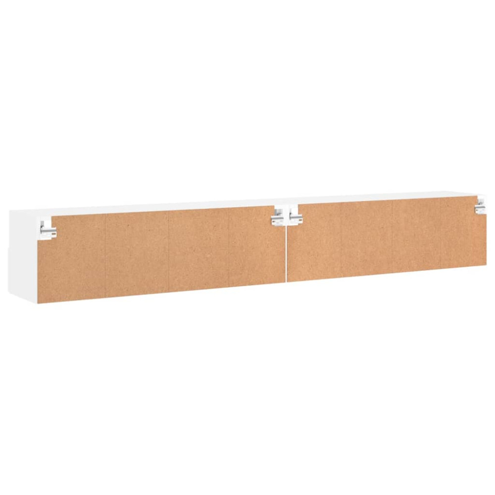 Produktbild för Väggmonterad tv-bänk 2 st vit 100x30x30 cm konstruerat trä