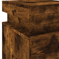 Produktbild för Sängbord med LED-lampor 2 st rökfärgad ek 35x39x55 cm