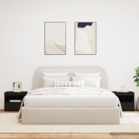 Produktbild för Sängbord med LED-lampor 2 st svart 50x40x45 cm