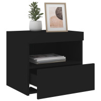 Produktbild för Sängbord med LED-lampor 2 st svart 50x40x45 cm
