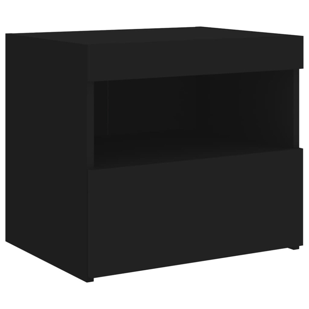 Produktbild för Sängbord med LED-lampor 2 st svart 50x40x45 cm