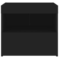 Produktbild för Sängbord med LED-lampor 2 st svart 50x40x45 cm