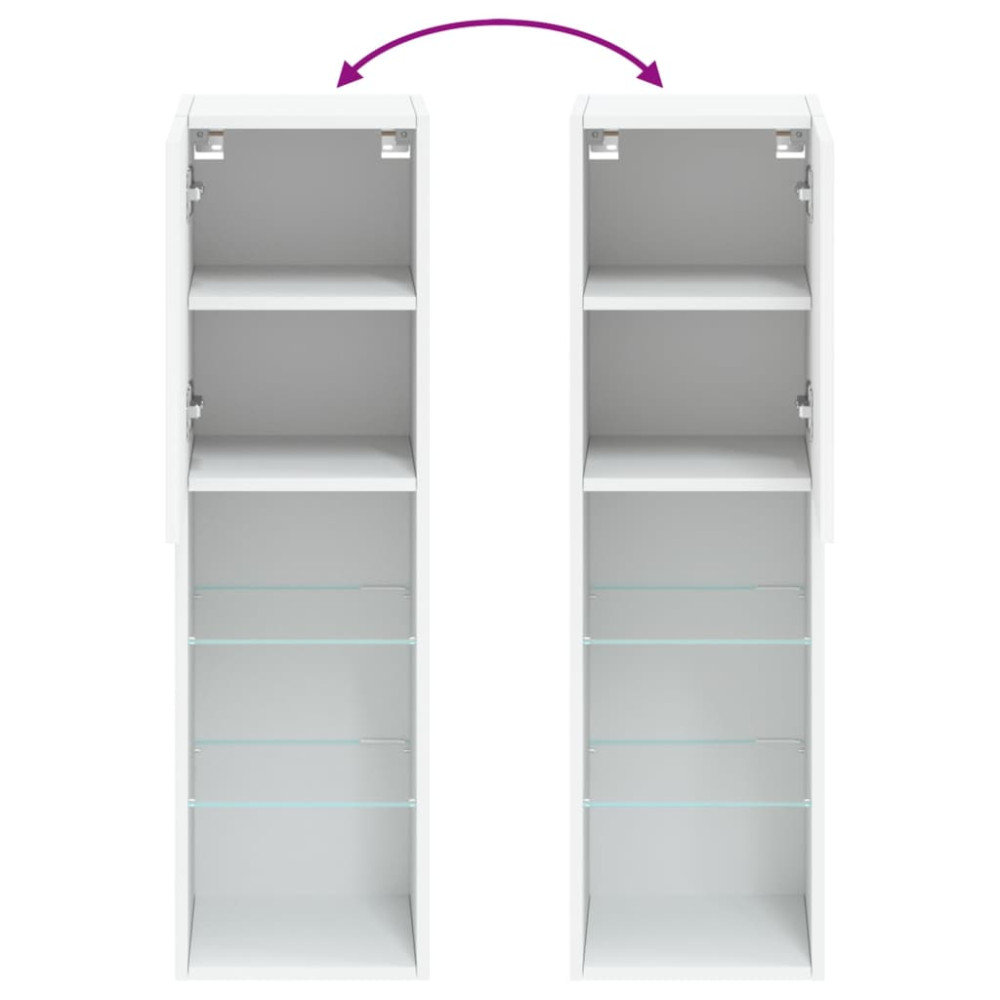 Produktbild för TV-bänk med LED-belysning 2 st vit 30,5x30x102 cm