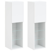Produktbild för TV-bänk med LED-belysning 2 st vit 30,5x30x102 cm