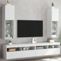 Produktbild för TV-bänk med LED-belysning 2 st vit 30,5x30x102 cm