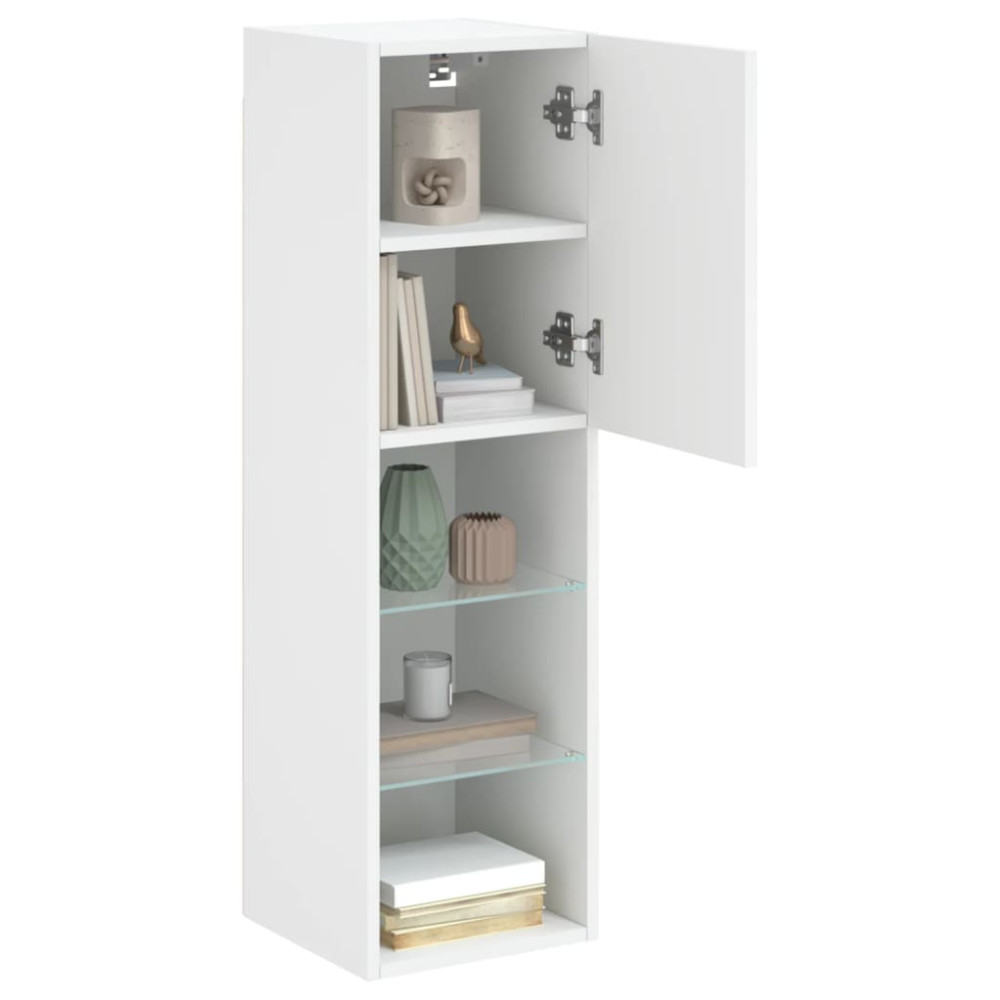 Produktbild för TV-bänk med LED-belysning 2 st vit 30,5x30x102 cm