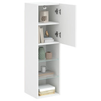 Produktbild för TV-bänk med LED-belysning 2 st vit 30,5x30x102 cm