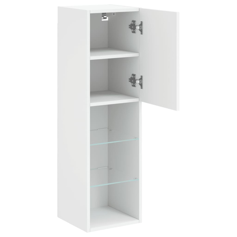 Produktbild för TV-bänk med LED-belysning 2 st vit 30,5x30x102 cm