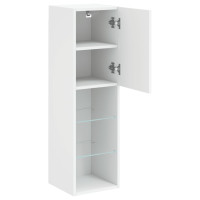 Produktbild för TV-bänk med LED-belysning 2 st vit 30,5x30x102 cm