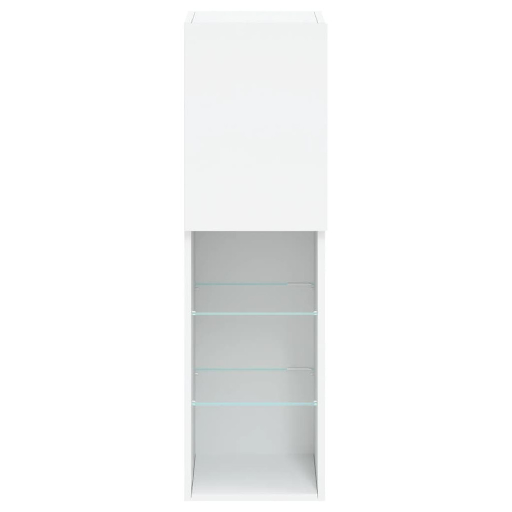 Produktbild för TV-bänk med LED-belysning 2 st vit 30,5x30x102 cm