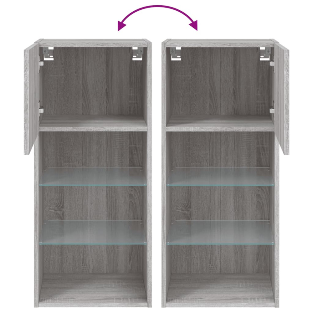 Produktbild för TV-bänk med LED-belysning 2 st grå sonoma 40,5x30x90 cm