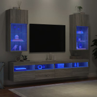 Produktbild för TV-bänk med LED-belysning 2 st grå sonoma 40,5x30x90 cm